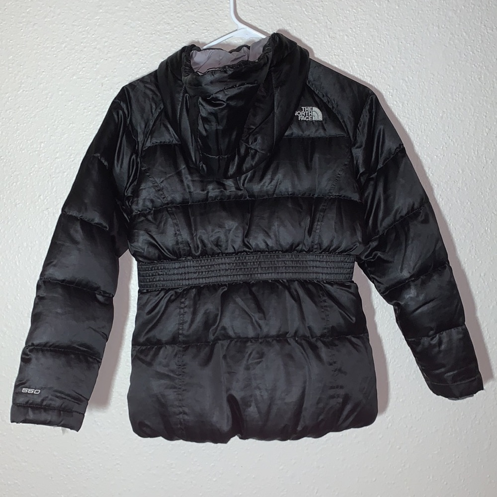 THE NORTH FACE 550 black Goose Down PUFFER JACKET Sz 10/12 hooded Jacket Wm XS P - Picture 7 of 16